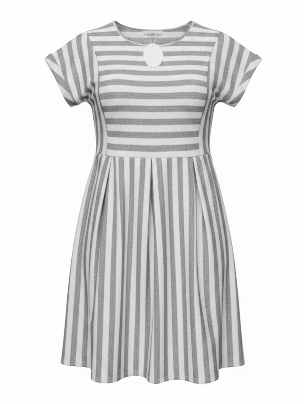 NAGGOO Striped Gray and White Midi Dress
